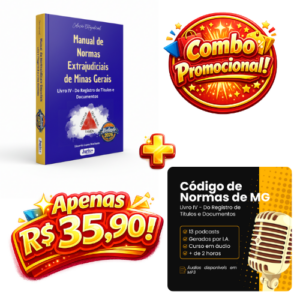 Combo de estudo para Registro de Títulos e Documentos (RTD) de Minas Gerais, com o Manual de Normas Extrajudiciais Livro IV (e-book PDF) e o Código de Normas de MG em áudio (MP3).