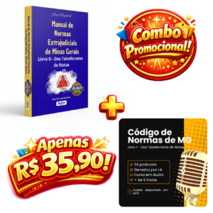 Combo de estudo para Tabelionato de Notas de Minas Gerais contendo o Manual de Normas Extrajudiciais Livro II (e-book PDF) e o Código de Normas de MG em áudio (MP3), autoria de Eduardo Lopes Machado.